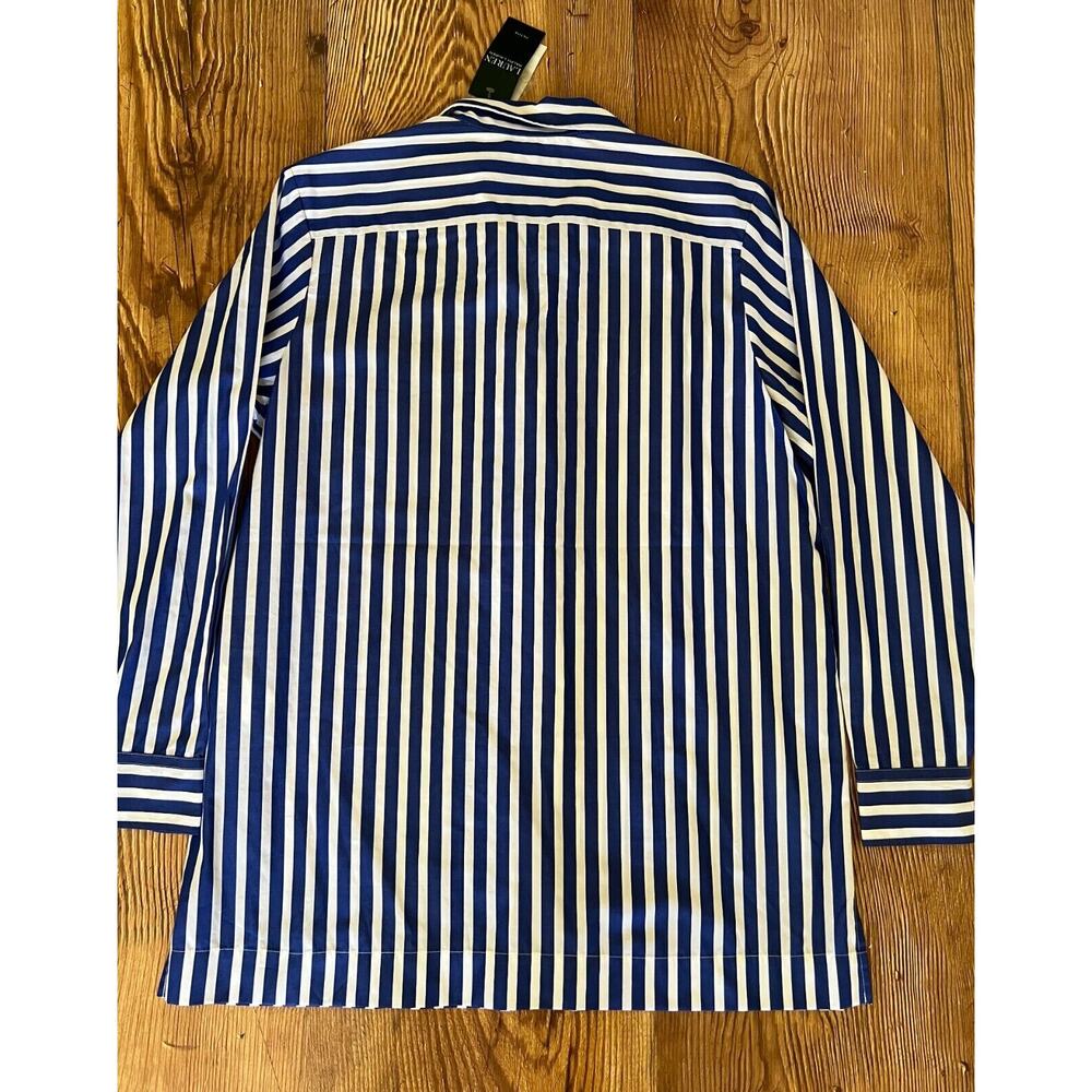 Lauren Ralph Lauren Women's Long Sleeve Blue White Stripe Shirt Size PL NWT - Picture 14 of 16